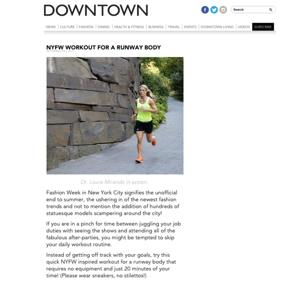 Laura Miranda in Downtown Magazine NYFW Runway Body Workout