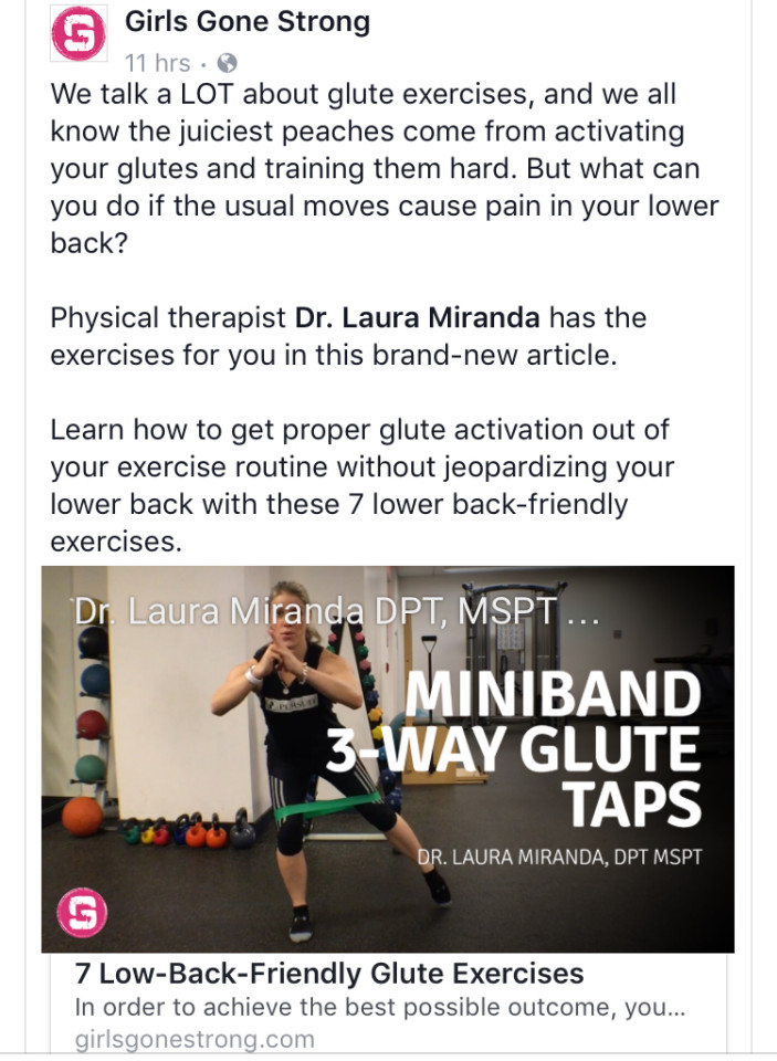 Dr. Laura Miranda - Girls Gone Strong - Low Back Friendly Glute Exercises